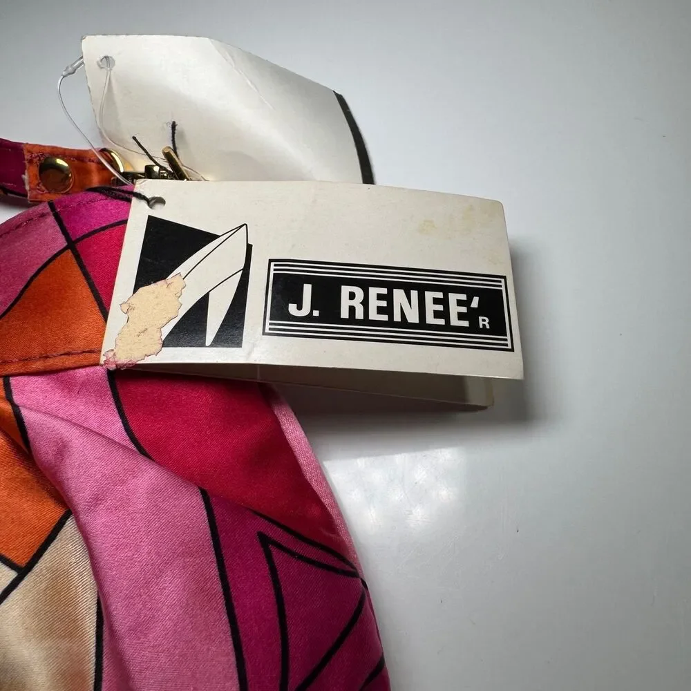 VTG J Renee Shoulder Bag Geometric Abstract Pink Orange Retro 80s 90s Satin NWT